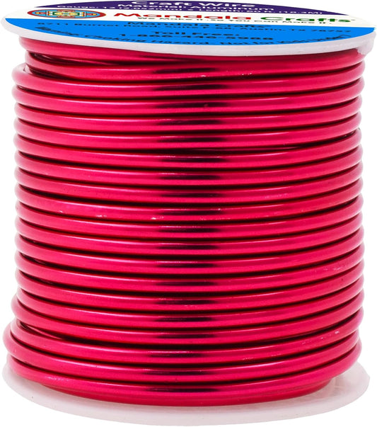 Mandala Crafts 12 Gauge Anodized Aluminum Craft Wire for Jewelry Making - 60 FT Colored Flexible Raspberry Wire - Bendable for Bonsai Armature Crafting Sculpting