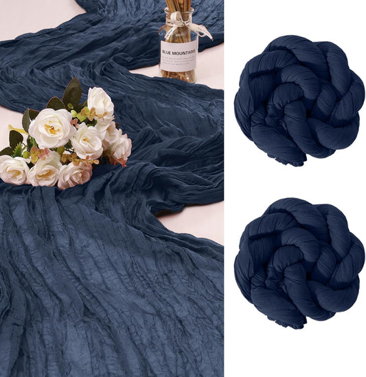 2 Pack Cheesecloth Table Runner 10Ft Christmas Gauze Boho Table Runners for Wedding Decor Bridal Shower Decorations Baby Shower Party(35" x 120")