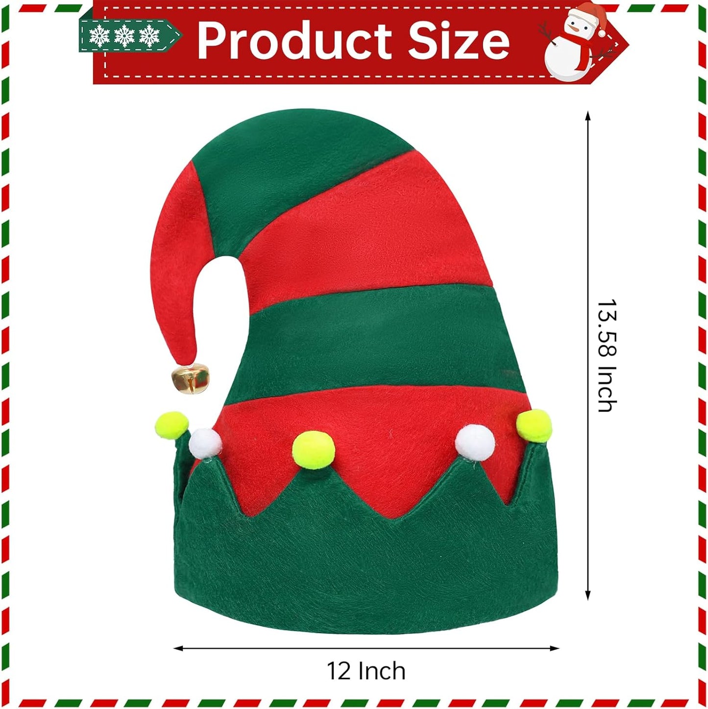 Felt Elf Christmas Hats, Unisex Elf Santa Hats for Adults, Soft Felt Thickened Santa Hat for Holiday Festive Party Supplies