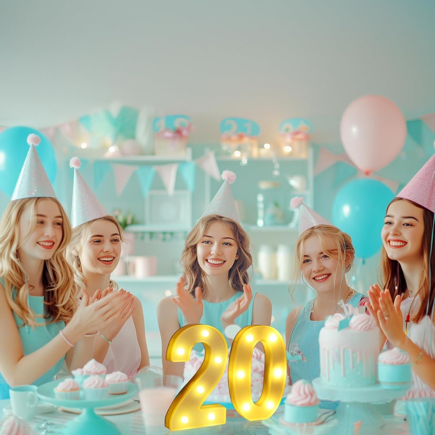 20th Birthday Decorations for Women Men,Happy 20 Year Old Birthday Decorations for Centerpieces Table,20 Light Up Numbers Sign Led for Party Backdrop Wall Decor for Wedding Anniversary Home