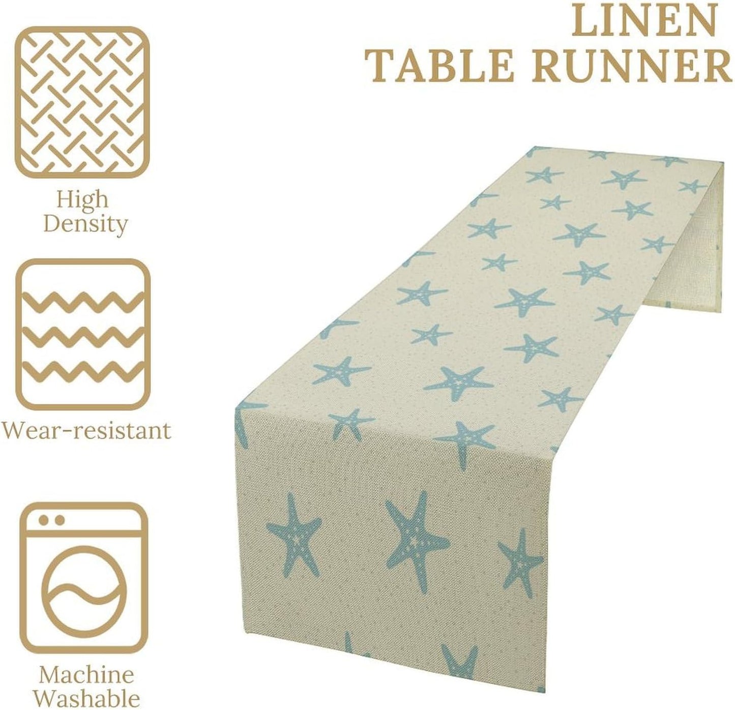 Sea Turtle Table Runner Marine Life Starfish Nautical Blue Green Ocean Theme Kitchen Table Decorations for Indoor Outdoor Home Party Decorations 13 * 120 Inch