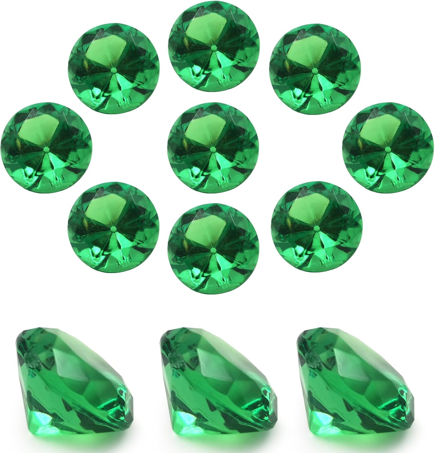 100 pcs Acrylic Diamond Gems, Green Acrylic Diamonds 1 Inch Faux Diamonds Large Acrylic Diamond Vase Filler Fake Diamonds Decor for Party, Event, Wedding, Arts & Crafts, Birthday Decorations