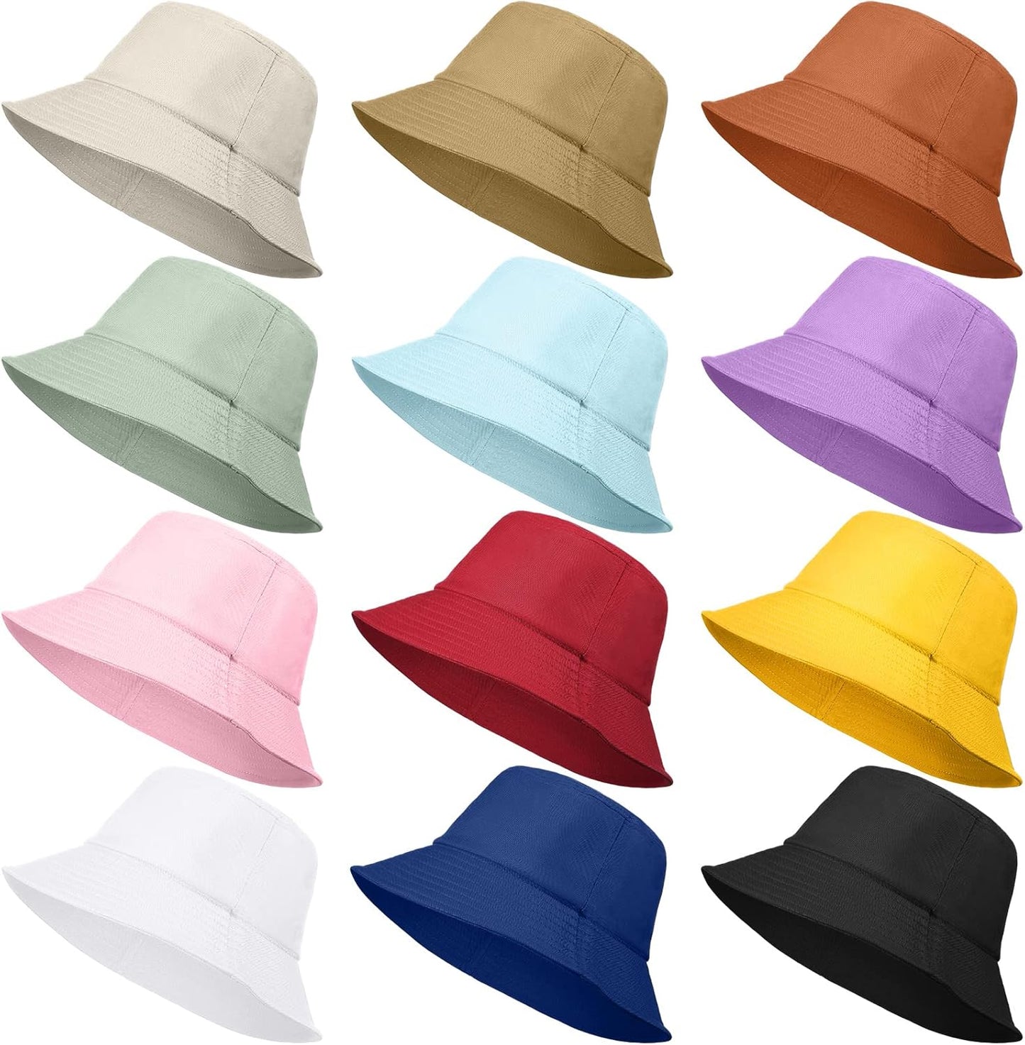 Jiuguva 12 Pack Bucket Sun Hat Bulk for Women Men Multicolor Packable Fishing Hats for Travel Summer