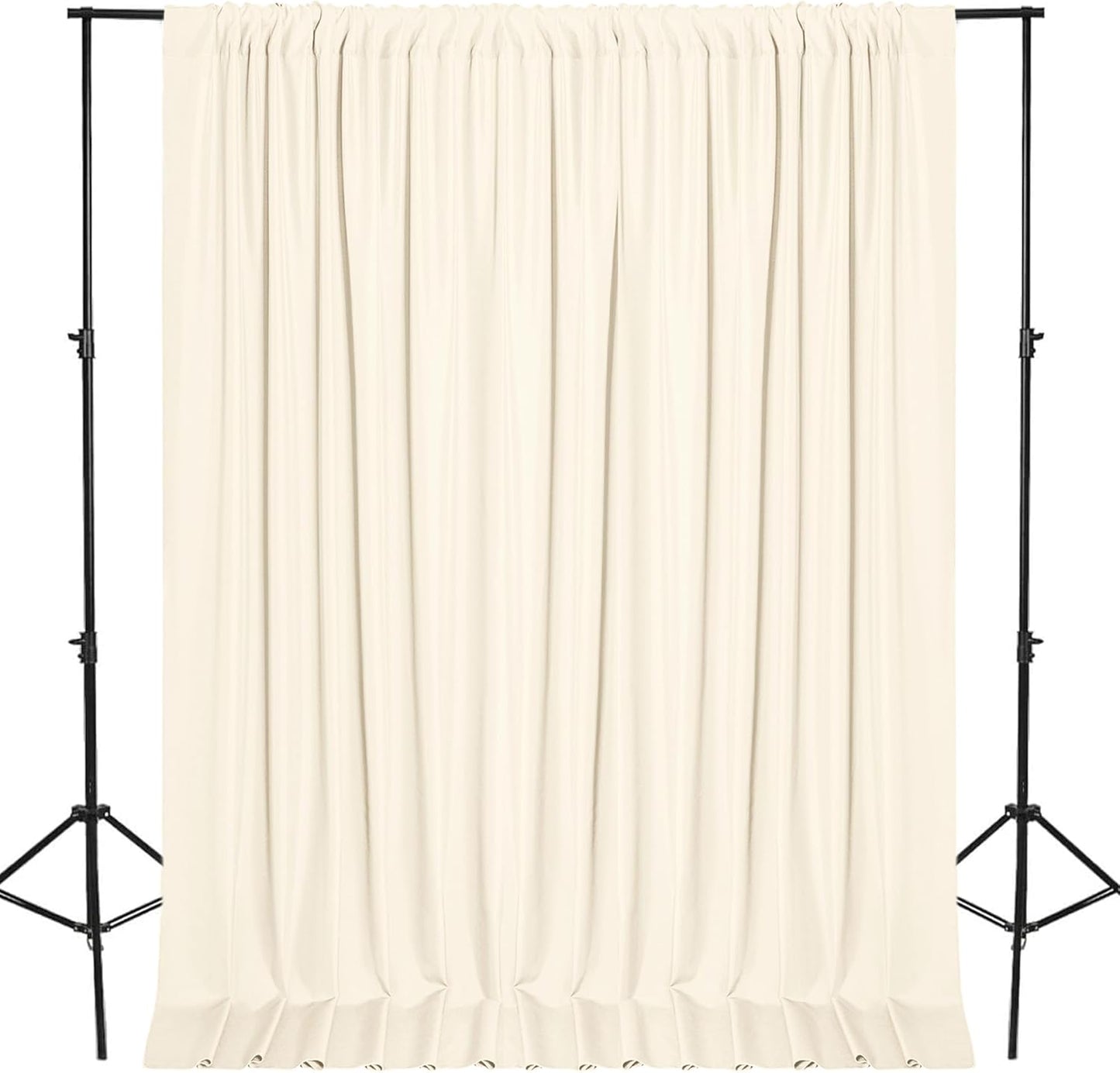 DWCN 10x8 FT Champagne Backdrop Curtains for Parties, Photography Backdrop Drapes with Rod Pockets for Wedding Decorations Stage Birthday Family Gatherings, 2 Panels 5ft x 8ft