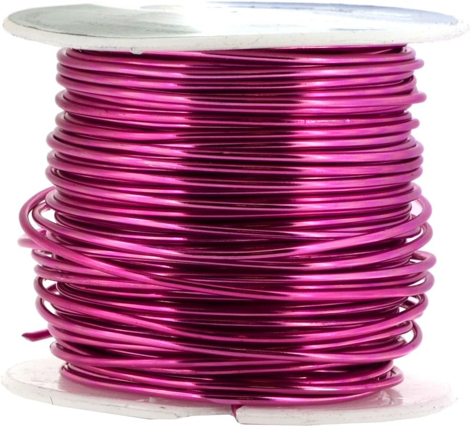 Mandala Crafts 16 Gauge Anodized Aluminum Craft Wire for Jewelry Making - 100 FT Colored Flexible Magenta Wire - Bendable for Bonsai Armature Crafting Sculpting
