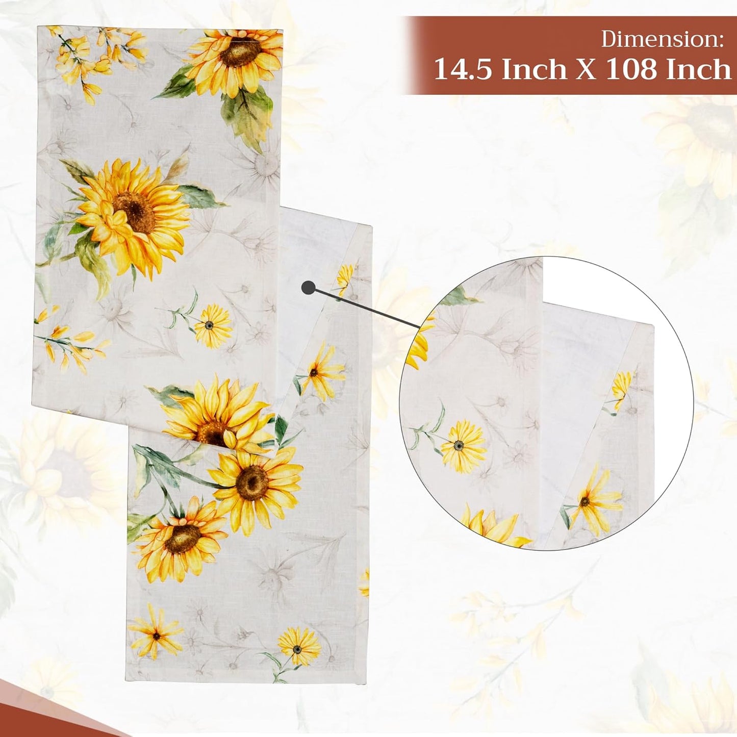 Maison d' Hermine Table Runner 100% Cotton Single Layer Table Runners 108 inches Long Decorative for Home Kitchen Dining Party Baby Shower Wedding Bridal Shower Spring Summer (Candice, 14.50" x 108")