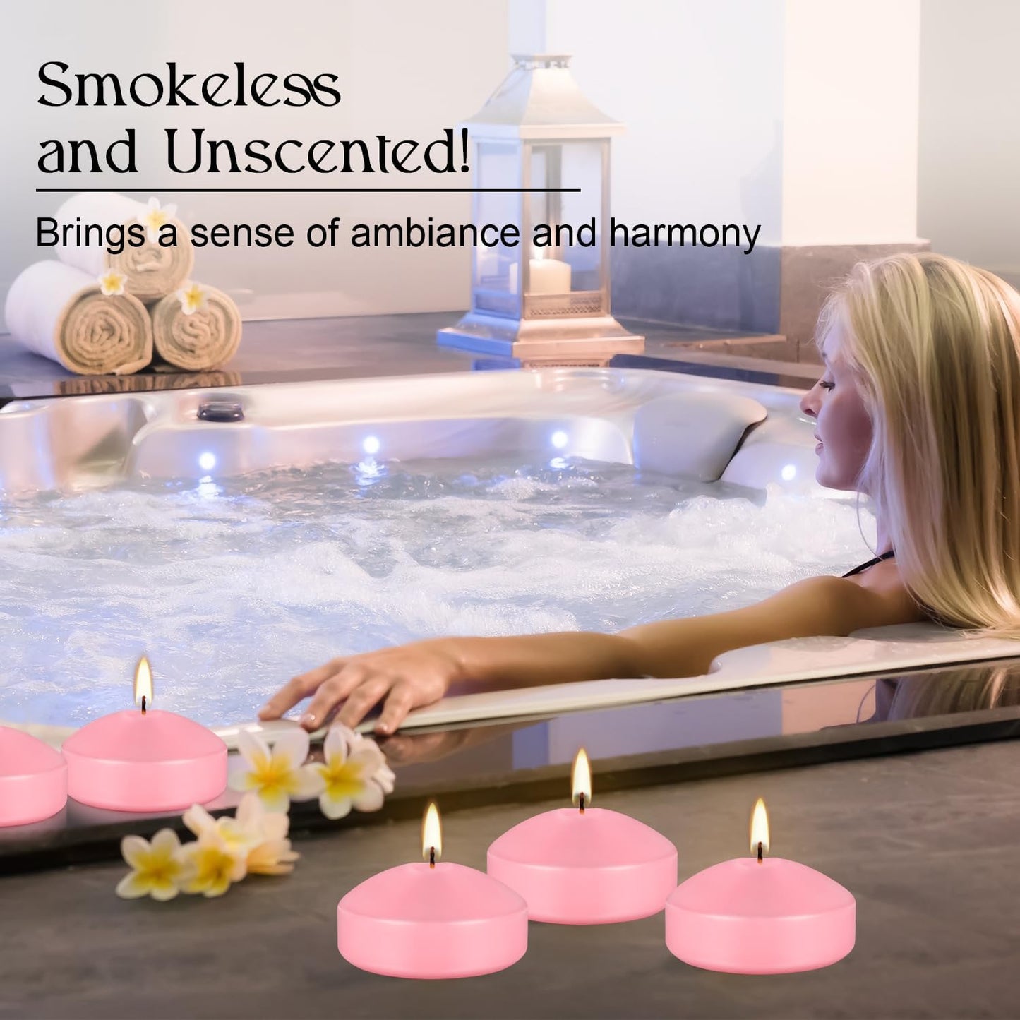 12 Pcs 3 inch Romantic Pink Floating Candles, Smokeless and Unscented, Burns for 8-10 Hours, are Ideal for Weddings, Parties ，Vacations, and Home Decorations