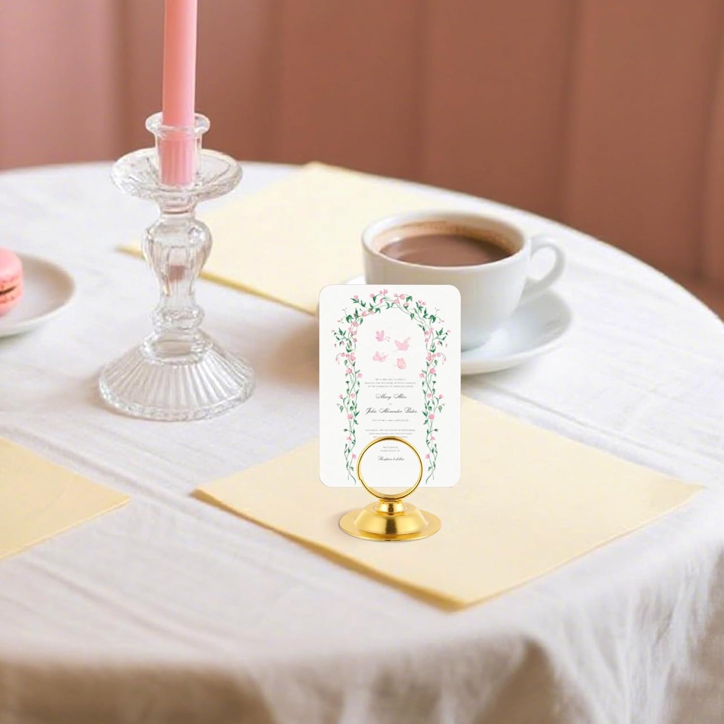 Urban Deco 16 PK Table Card Holder Place Card Holders Steel Card Holders for Photos, Food Signs, Memo Notes, Weddings, Restaurants, Birthday（Gold）