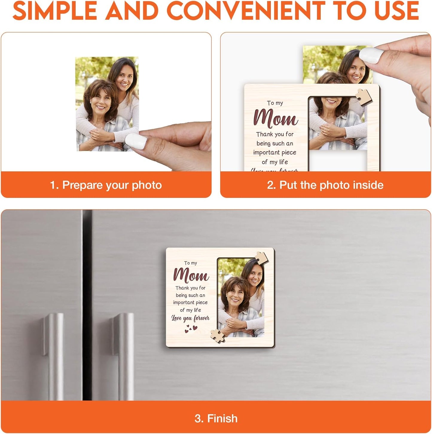 Magnetic Picture Frames - TO MY MOM LOVE YOU FOREVER - Christmas Gift Birthday Gift for Mom - Unique Magnet Photo Frame For Women - Magnetic Frames for Refrigerator, Locker & More