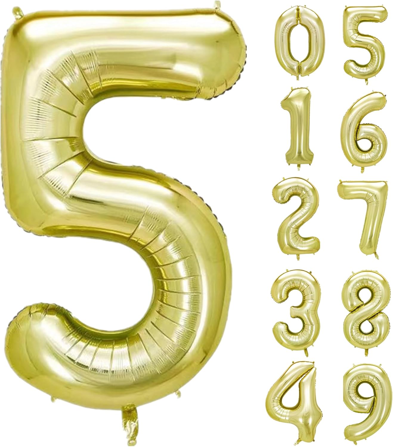 40 Inch Numbers 5 Light Gold Large Balloon Digital 5 for Birthday Party, 0-9 Birthday Party Decorations,Foil Mylar Big Number 5 Wedding Graduations Photo Shoot Decorations(Number 5)