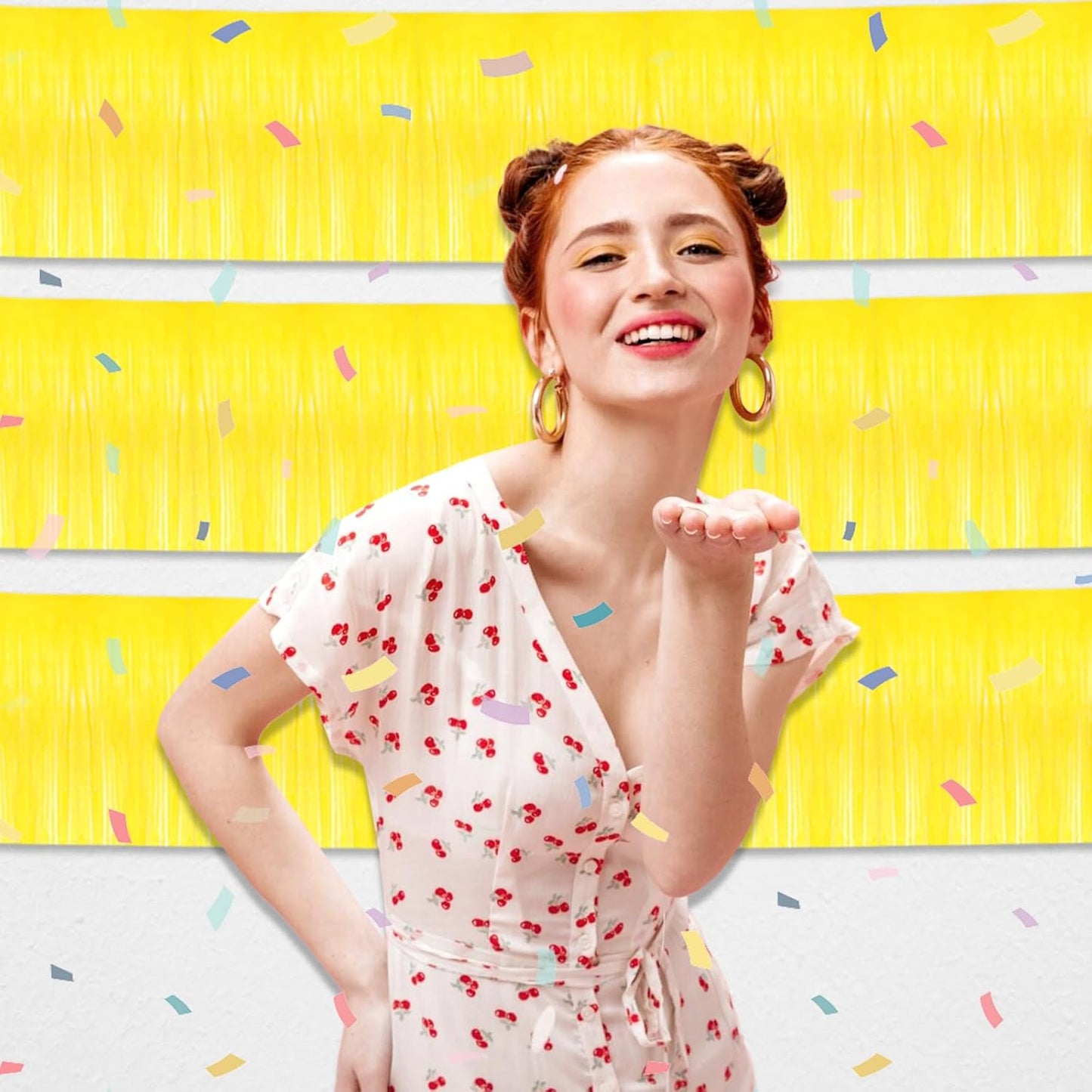 6 Pack 10 Feet Yellow Foil Fringe Garland Metallic Tinsel Streamers Banner Wall Hanging Curtain Backdrop for Parade Floats, Birthday, Graduate, Mother's Day, Wedding Party Decoration