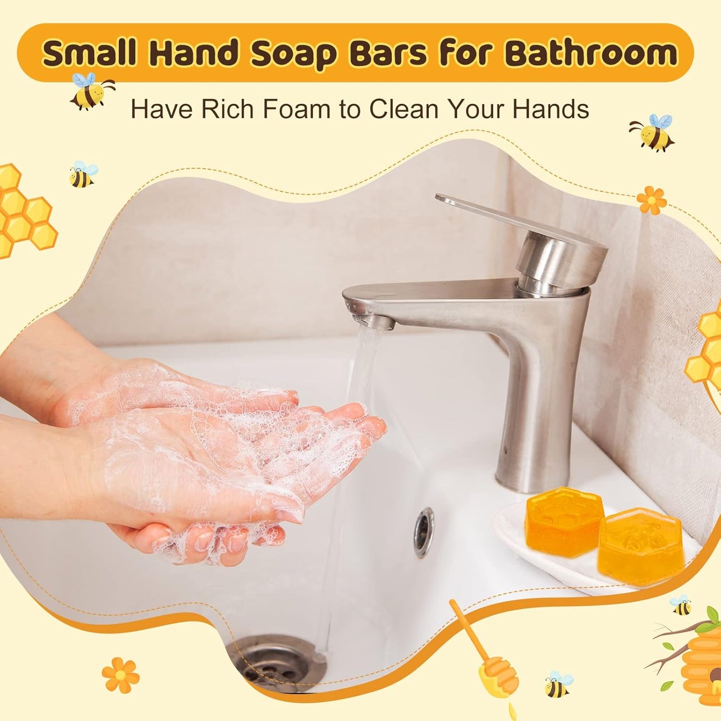 72 Set Baby Shower Favors Bee Party Favors Including Honeycomb Soap with Thank You Card Gift Honey Soap for Guest Gender Reveal Honey Gift Birthday Party Decorations (Yellow)