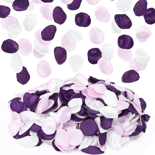Suream Purple Silk Flower Petals for Wedding, 600 Pcs Flower Girl Petals for Decoration, Silk Rose Petals for Bridal Shower Wedding Aisle Table Centerpieces Reception Tables Romantic Night Decoration