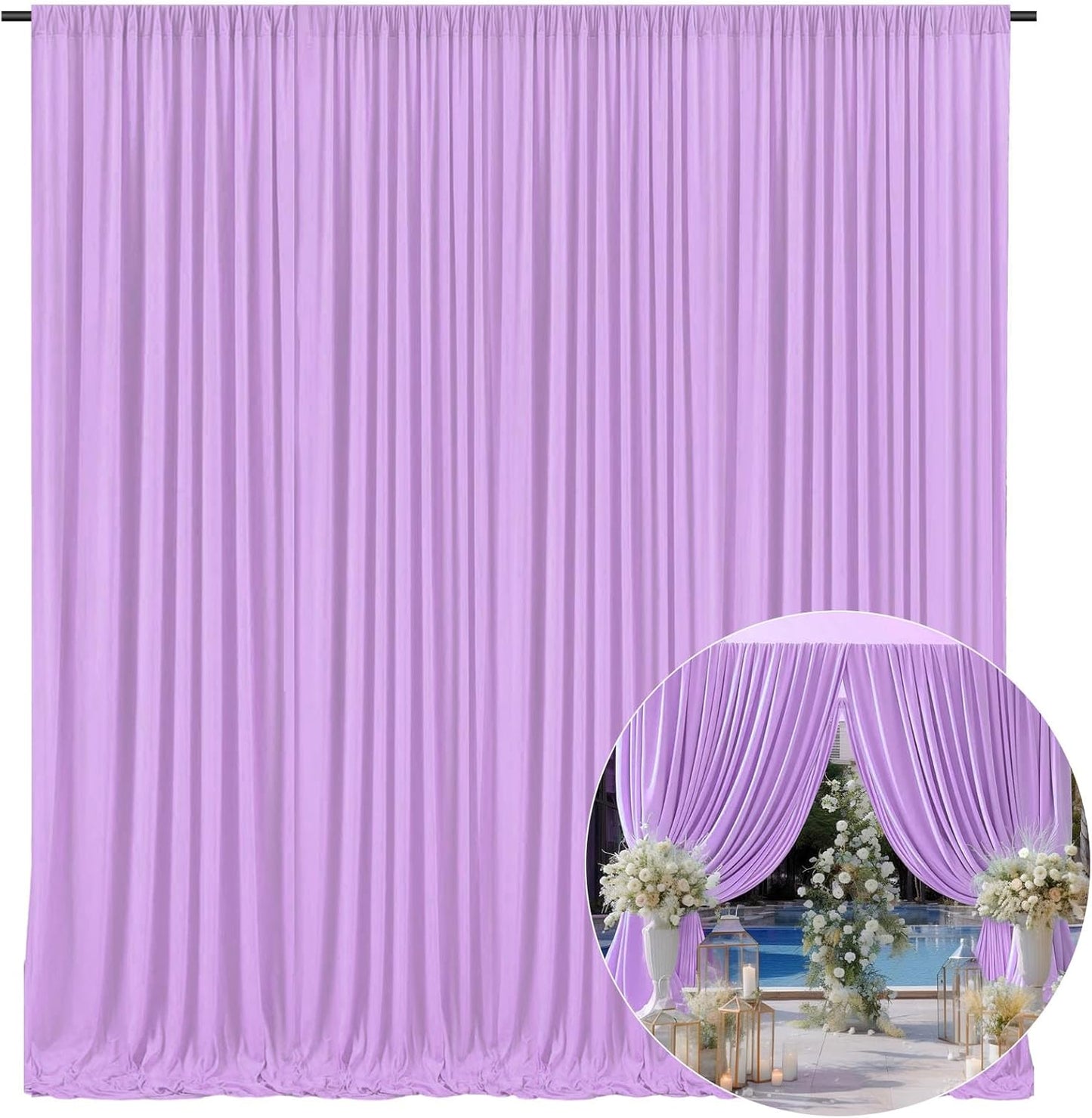 10 x 10 Feet Light Purple Backdrop Curtain for Partie, Background Curtains for Photoshoot, Birthday, Wedding, Halloween, Thanksgiving, Christmas Day, New Year Party Decorations 5Ft x 10Ft, 2 Panels