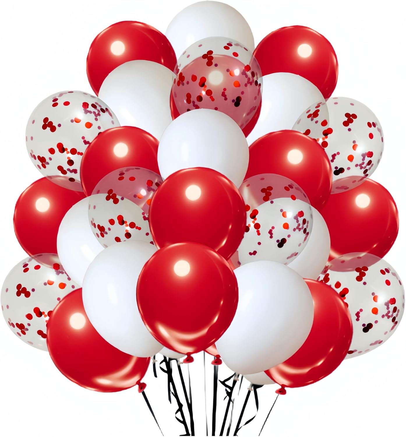 300 Pack Red and White Balloons 12 Inch Red Confetti Balloon for Various Party Events Decorations