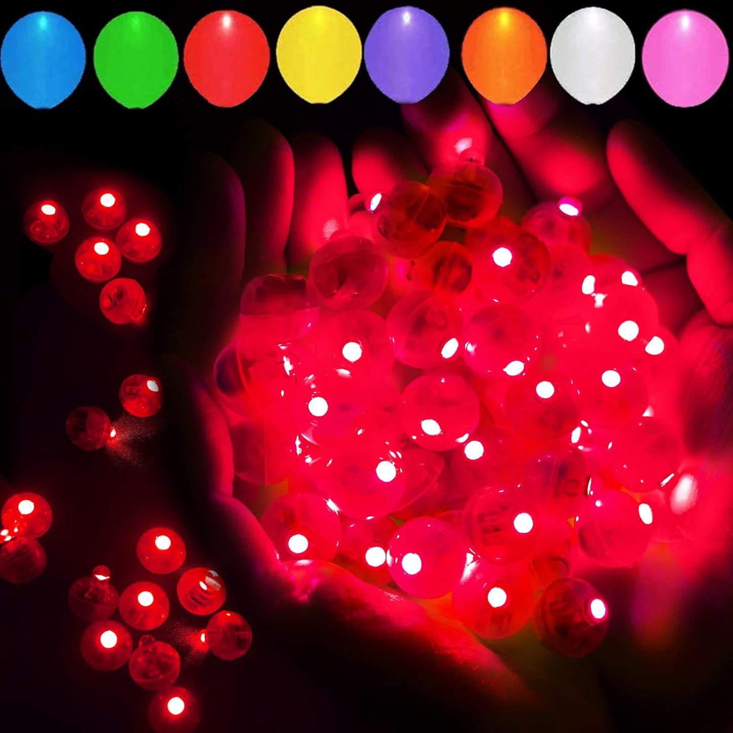 50pcs Red LED Balloon Lights, Mini Led Lights Small Round LED Ball Lamp for Paper Lantern Balloons Indoor Outdoor Party Event Fun Birthday Party Supplies Wedding Halloween Christmas Decoration