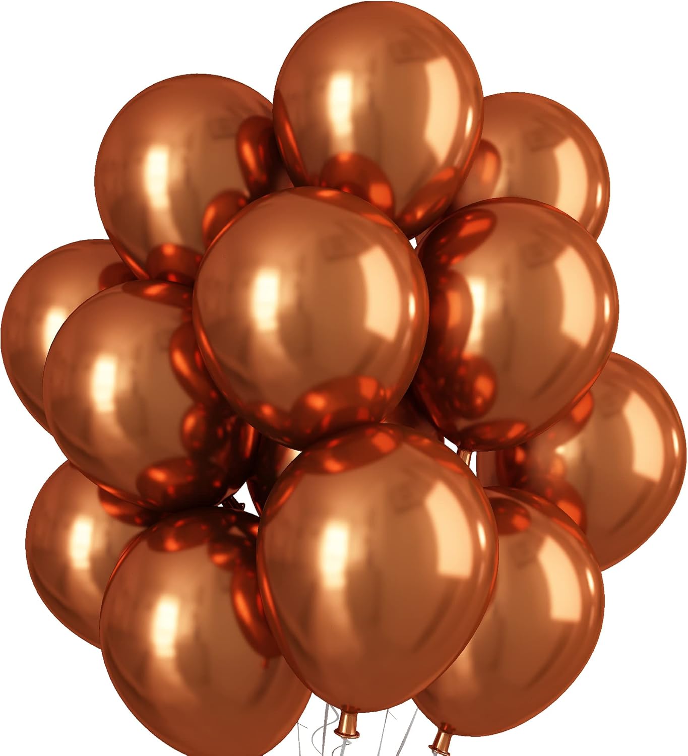 Chrome Orange Balloons 12 Inch, Double-Layered Metallic Copper Bronze Balloons, Shiny Thick Chrome Metallic Burnt Orange Latex Helium Balloon for Birthday Wedding Graduation Party Decoration Supplies