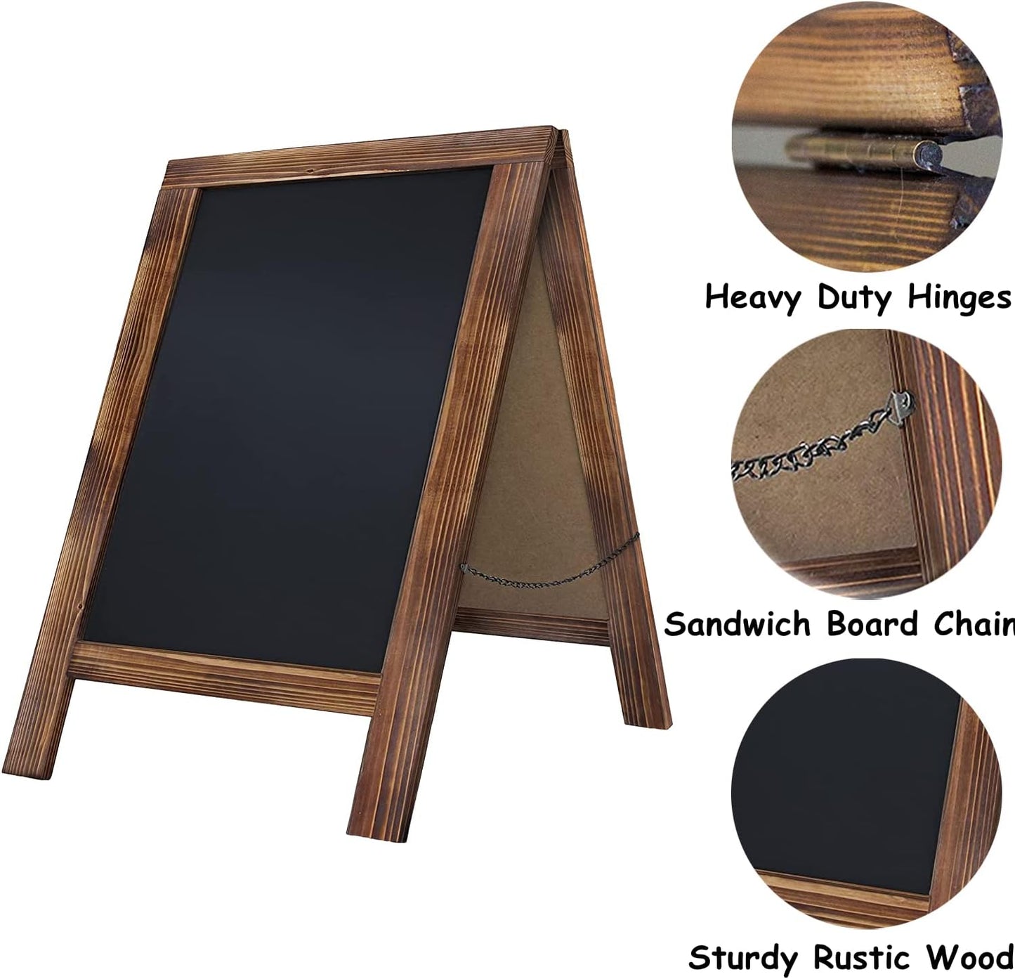 Rustic Whitewash Double Sided Chalkboard, 7.5"*8.6" Tabletop Stand, Small Countertop Chalkboard Easel with 8Pcs Liquid Chalk for Menu, Kitchen, Restaurants, Bar, Wedding and Home Decor