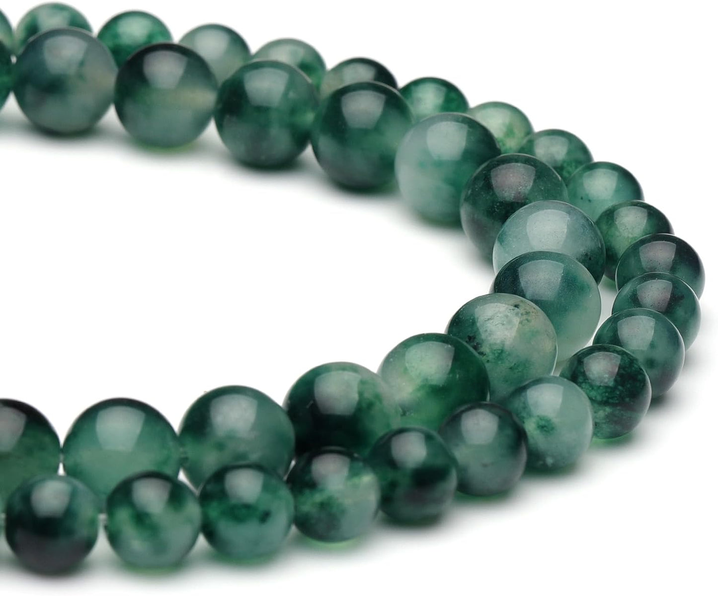 10mm Natural Stone Beads for Jewelry Making,Flower Jade Polished Smooth Round Gemstone Beads for Bracelet Necklace 15 Inch