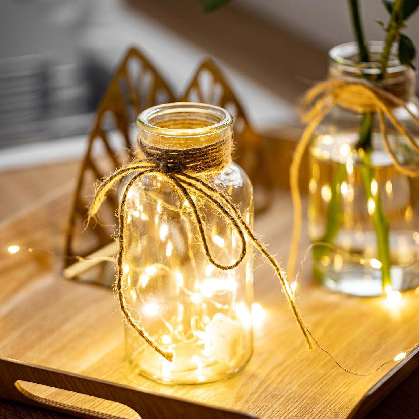 Vintage Glass Vases, Mason Jars for Centerpieces, Farmhouse Mason Jar Vase with Rope Design, Centerpiece Vases for Table, Wedding & Home Decor (9)