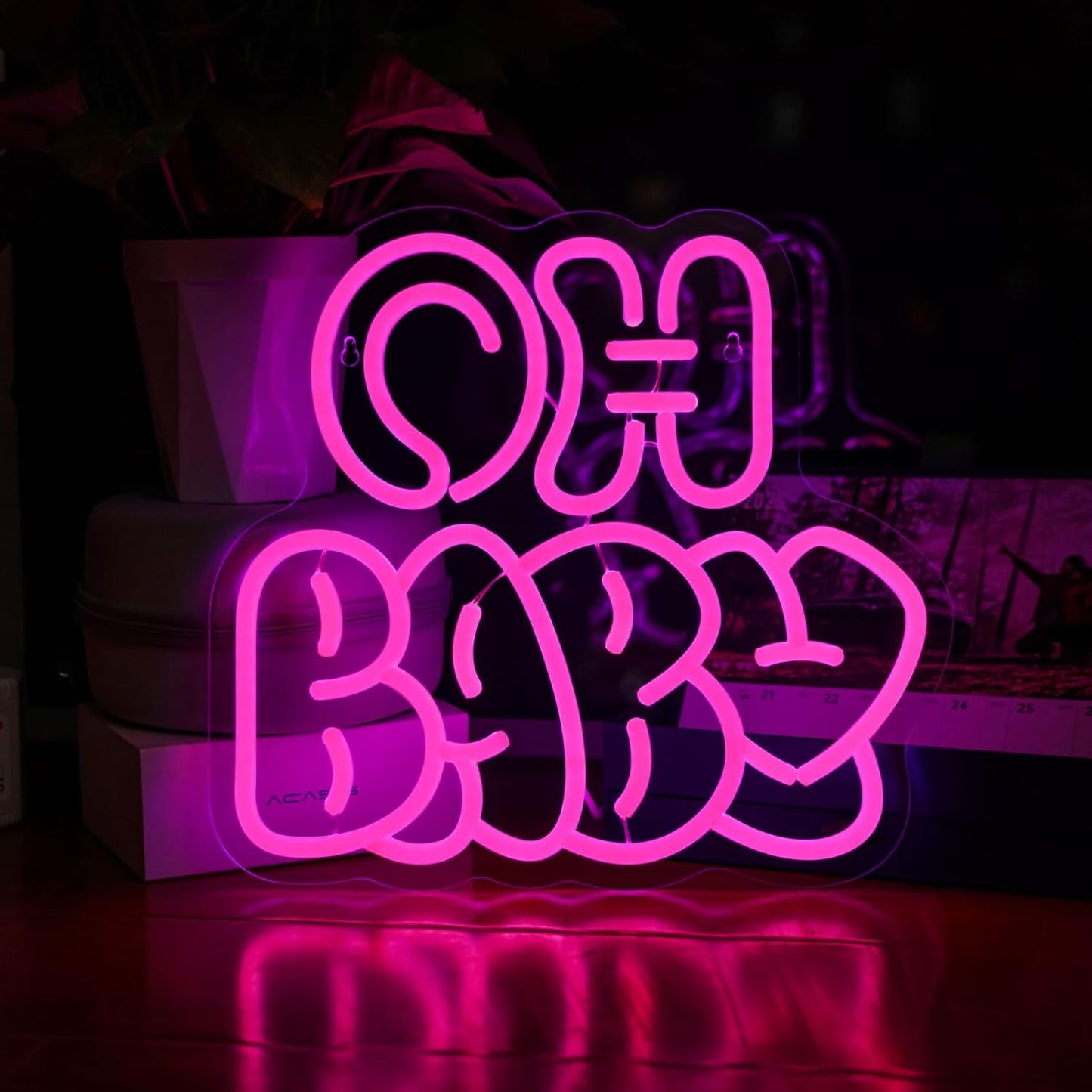 Oh Baby Neon Sign for Wall Decor,Dimmable Neon Lights gifts for Lover Baby Birthday Wedding Party Kids Bedroom Valentine's Day Gender Reveal Size:12.6 * 11.61In(Rose red)