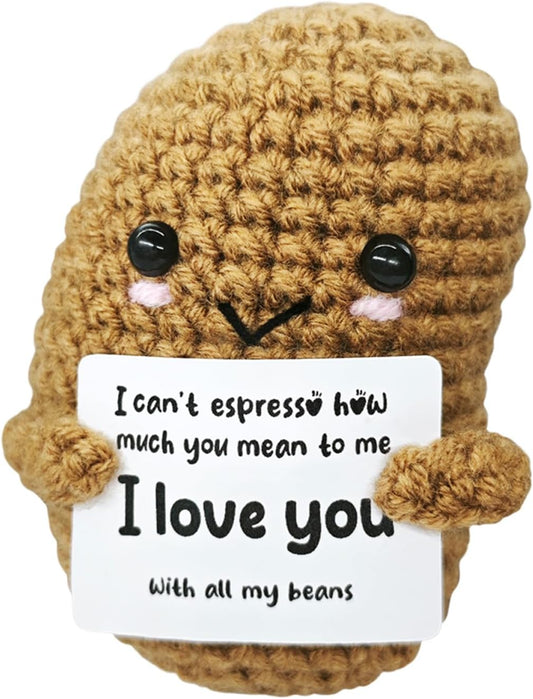 Handmade Crochet Beans-Charming Gift for Coffee Lovers!Barista Birthday Present,Cozy Emotional Support Gift,Custom Crochet Doll for Men & Women Who Adore Coffee