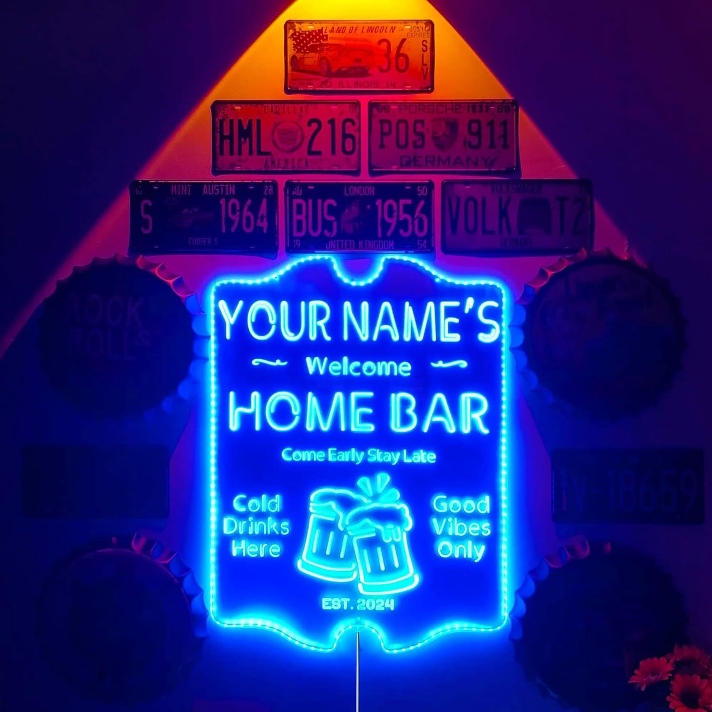 ADVPRO Personalized Your Name Home Bar RGB Dynamic Glam LED Sign - Cut-to-Edge Shape - Smart 3D Decoration - Multicolor Signage st06s32-fnd-p11-tm-c