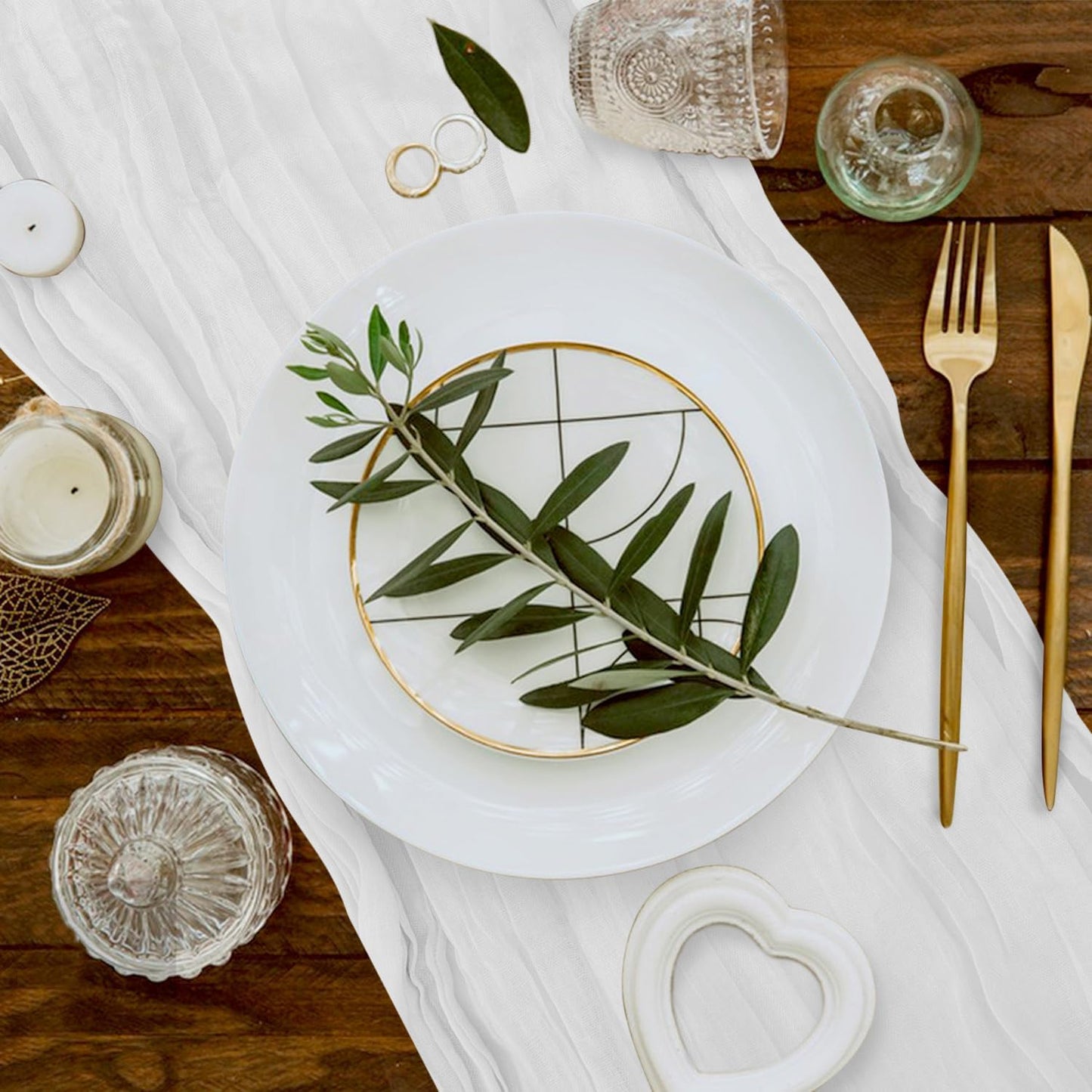 6 Pack Cheesecloth Table Runner 10Ft Christmas Gauze Boho Table Runners for Wedding Decor Bridal Shower Decorations Baby Shower Party(35" x 120")