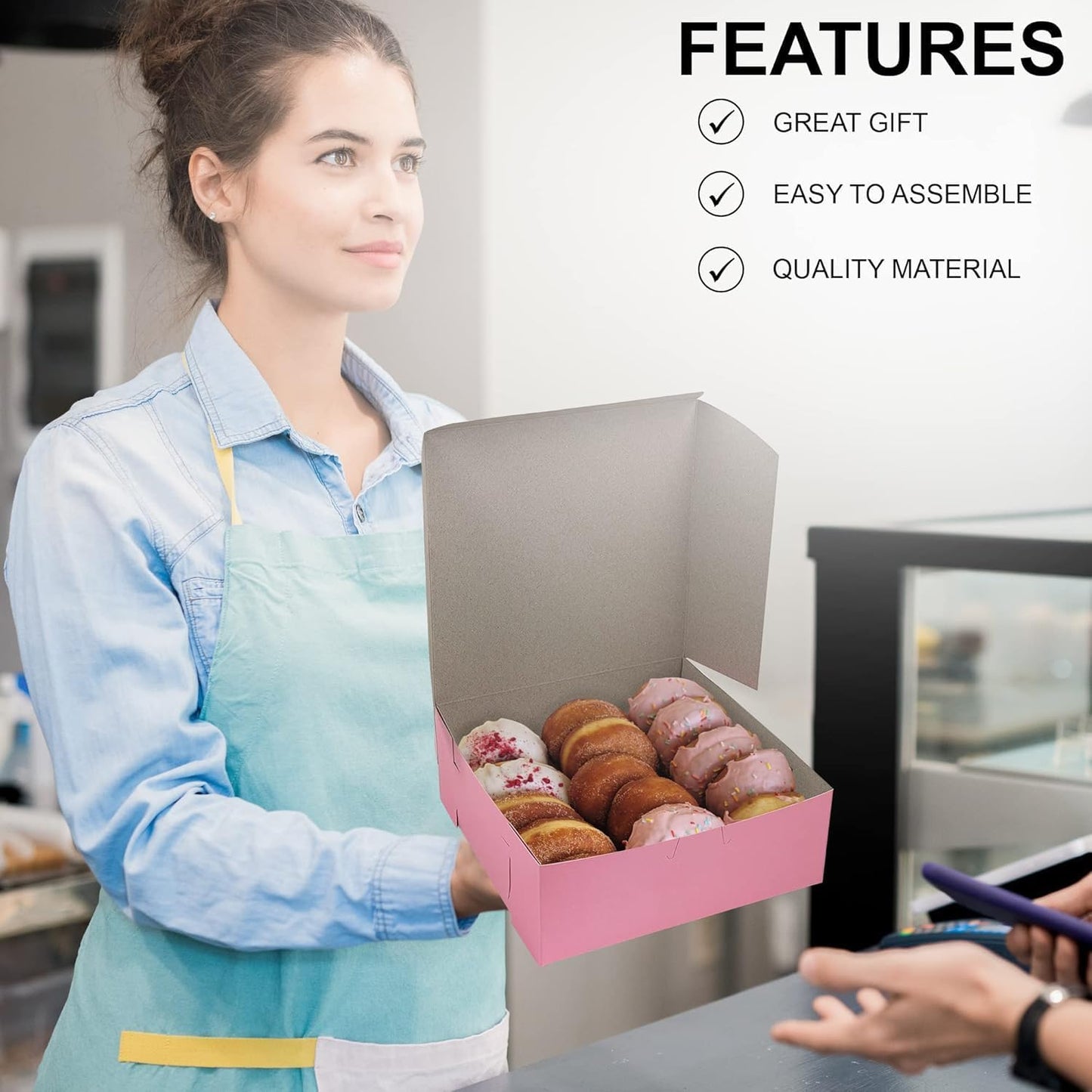 MT Products Pink Cupcake Boxes 8" x 8" x 3" - Bakery Boxes No-Window (Pack of 250) - Made in the USA