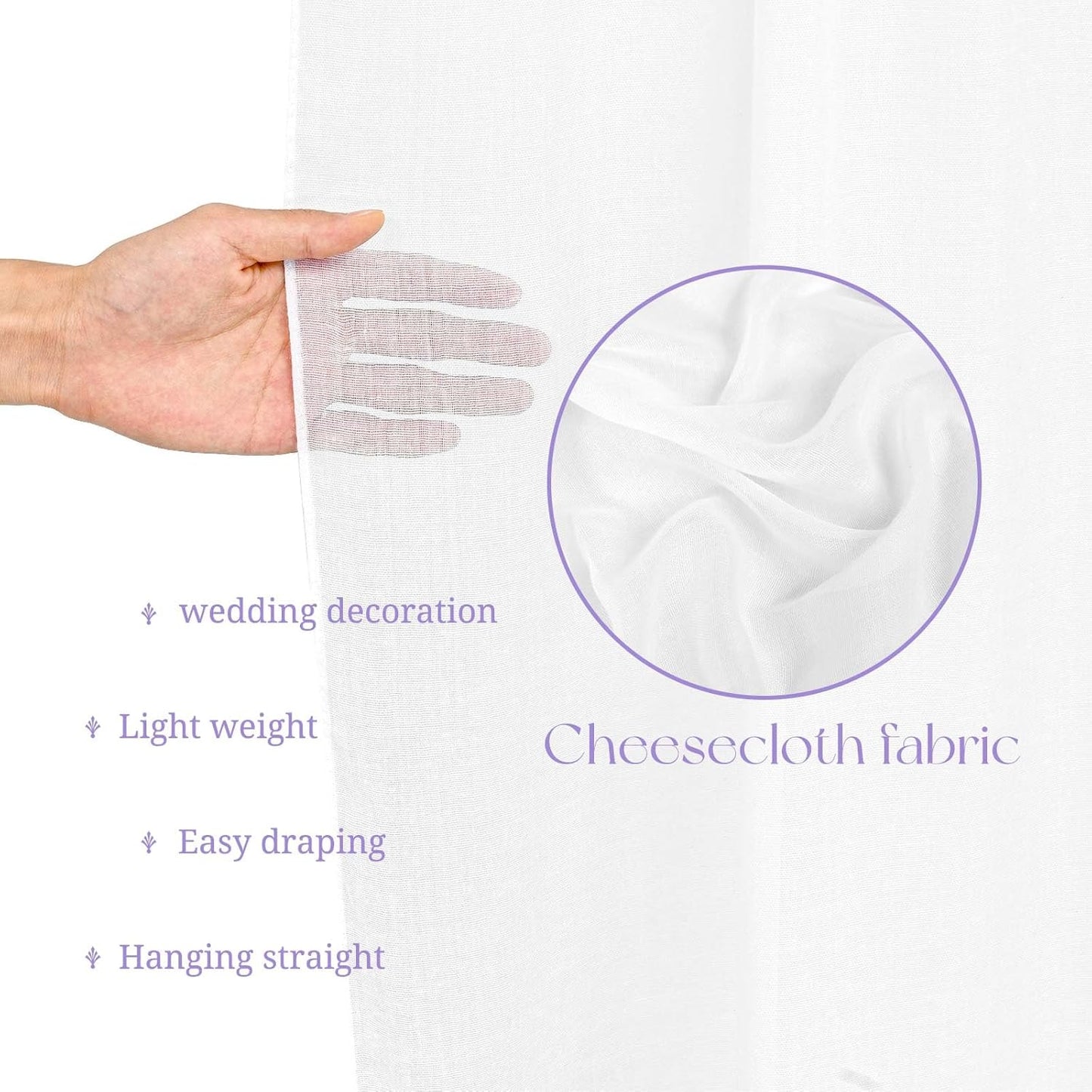 White Ceiling Drapes for Wedding, 5ftx20ft Sheer Fabric Curtain, Wedding Arch Draping, Romantic Decorations for Party Ceremony Stage