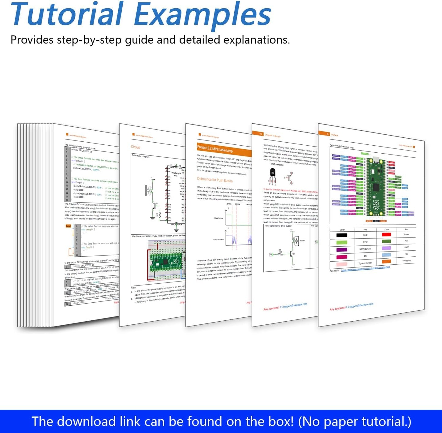 Freenove Basic Starter Kit for Raspberry Pi Pico 2 W (Included), Dual Arm Cortex-M33 and Dual Hazard3 RISC-V Microcontroller, 386-Page Detailed Tutorial, 142 Items, 55 Projects, Python C Code