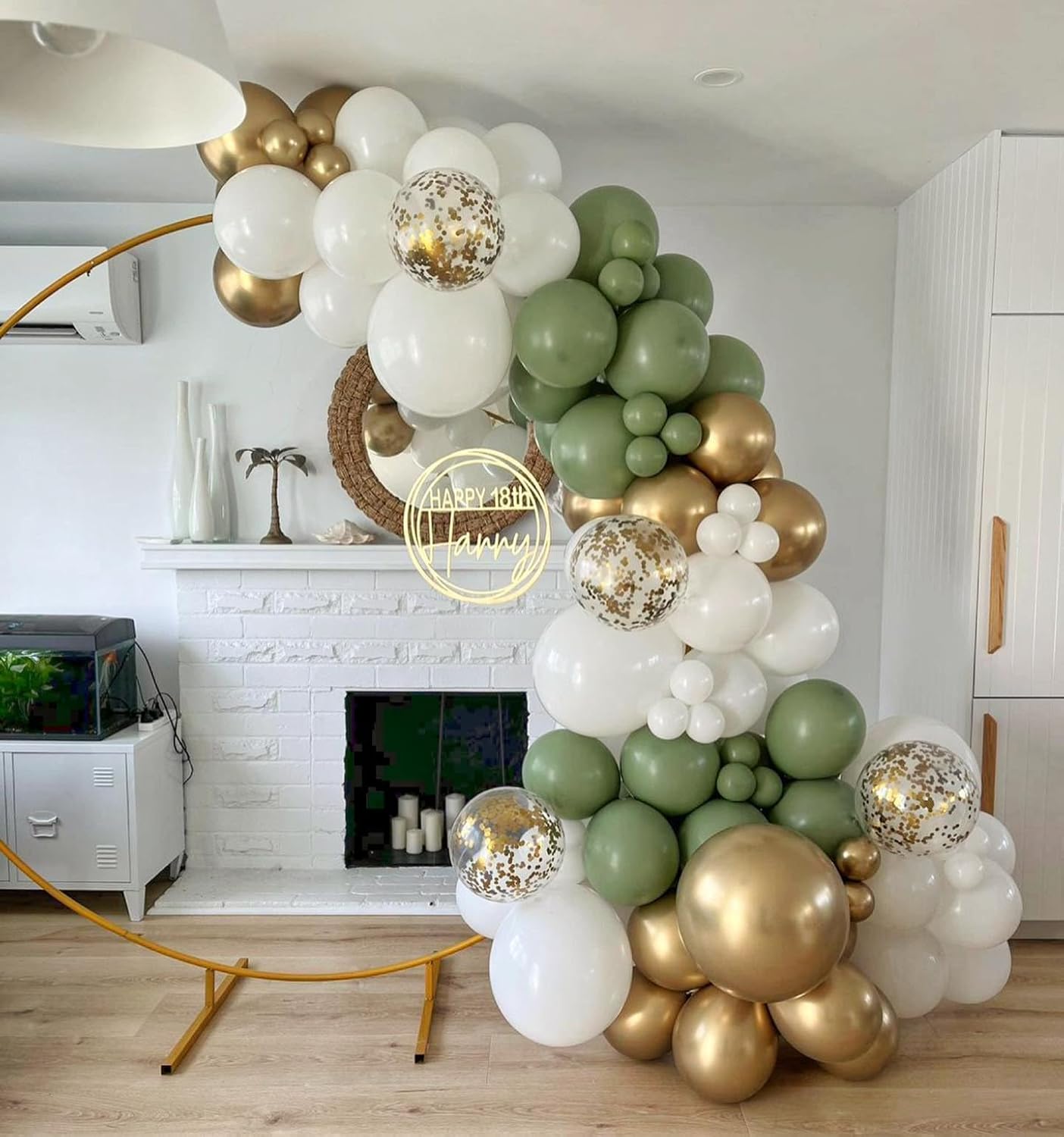 Paready Sage Green and Dusty Blue Balloon Set, 50Pcs 12 Inch Metallic Confetti Gold Apricot Balloons for Safari Birthday Party Bridal Shower Decorations