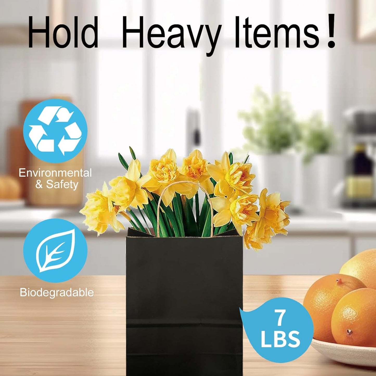 BAG BOX 25 Pack Small 5.9x3.1x8.25 Inch Black Kraft Paper Gift Bags with Handles for Bulk Shopping, Retail, Craft, Party Favors, Wedding, Grocery & Sacks