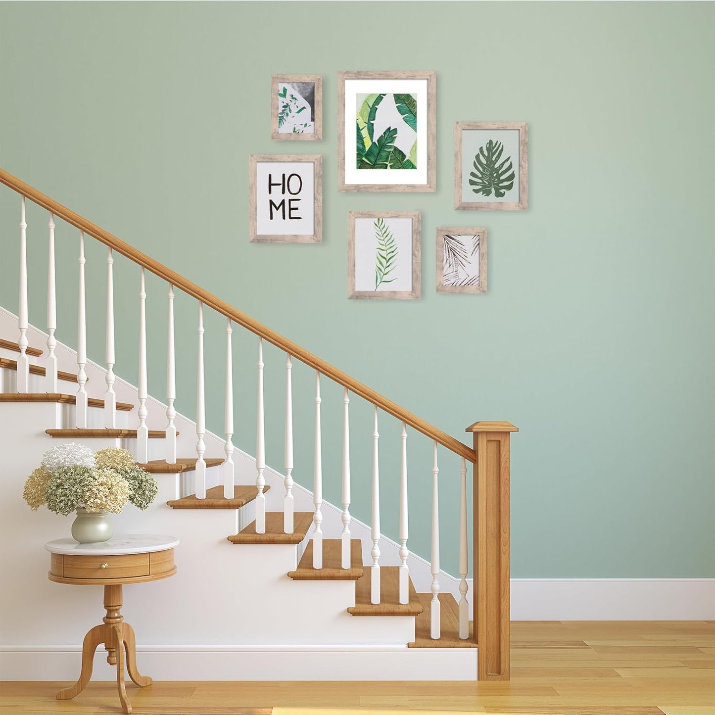 5x7 Picture Frame Set of 4, Smoke Gray Frame with High Definition Glass, 5 x 7 Wood Photo Frames for Tabletop Display and Wall Mounting