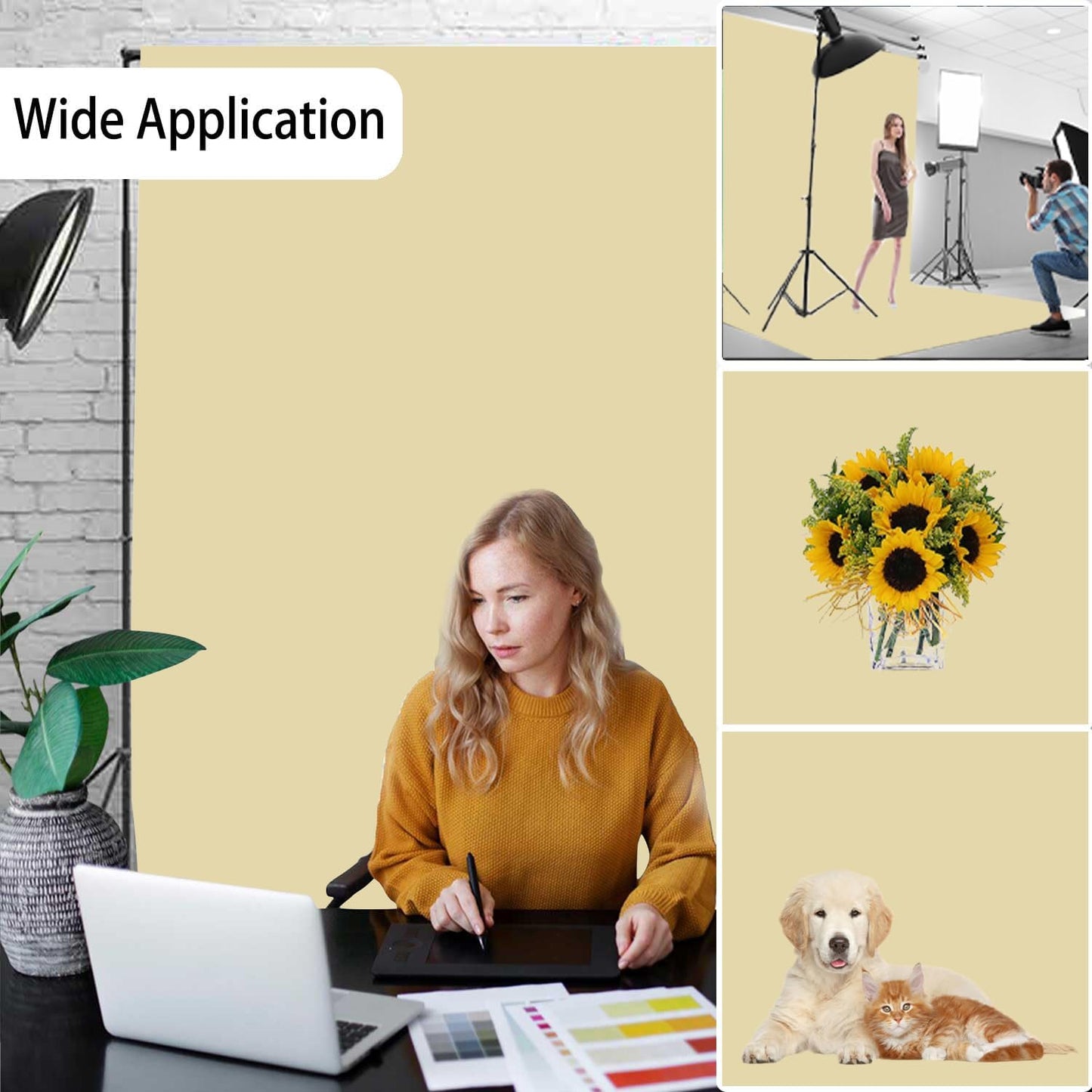 Tan Photography Backdrop for Photoshoot, Photo Backdrop Curtain, Perfect Tan Backdrops for Party Portrait Photoshoots Video Studio 10FTx10FT