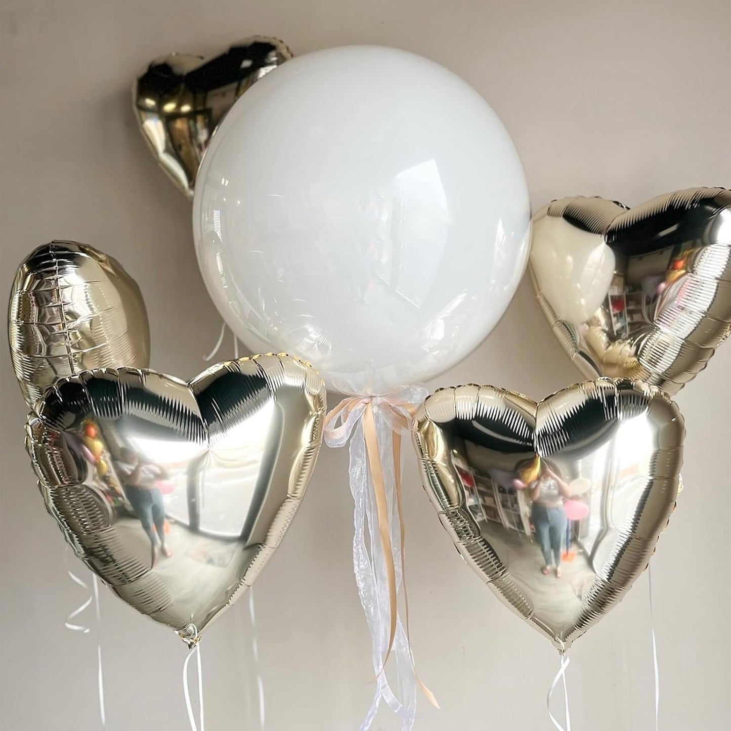 Champagne Gold Heart Balloons,12Pcs Light Gold Heart Shaped Foil Balloons,18Inch Helium Polyester Film Balloon for Baby Shower Birthday Anniversary Wedding Party Decorations