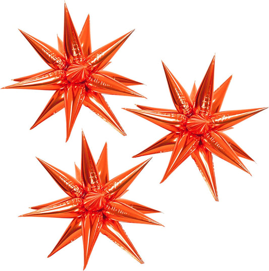 3pcs 26inch orange Star foil balloons.orange Explosion Star burst star balloon-Spike cone balloon for birthday party decorations,wedding,Bachelor party…