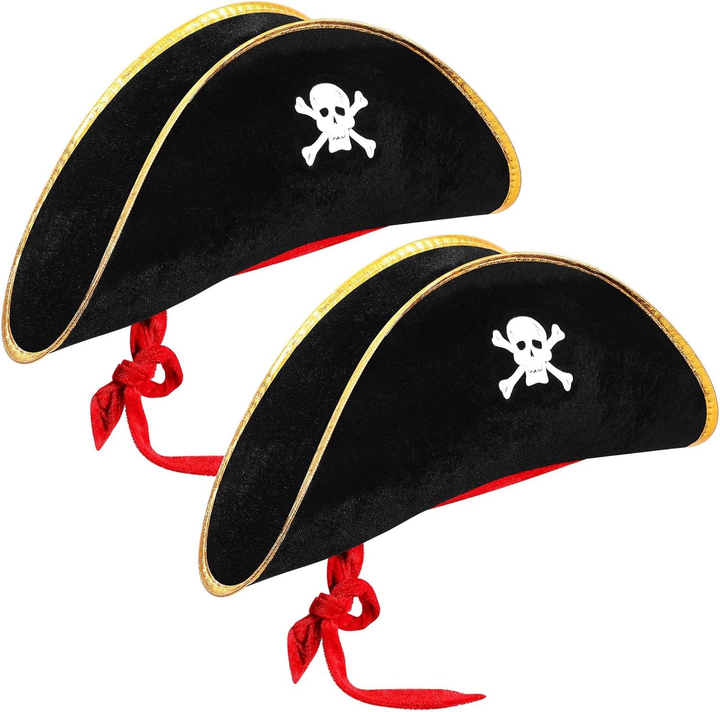 Hsei Pirate Hat Pirate Accesseries Hats for Adult Captain Caps with Skull Print for Masquerade Cosplay, Funny Party Supplies