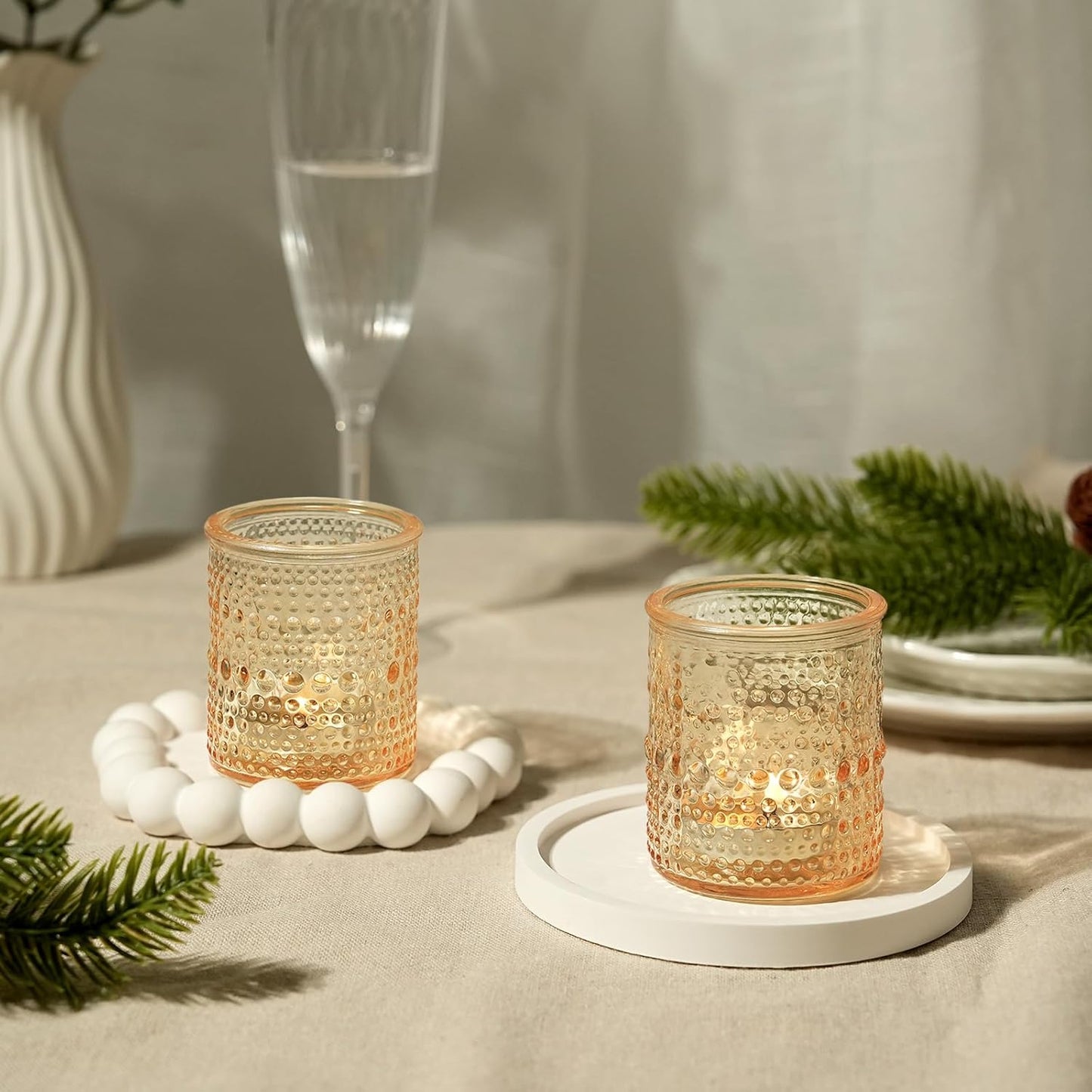 36ps Gold Votive Candle Holders, Tea Light Candle Holder Glass for Table Centerpiece, Candle Holders for Wedding, Bridal Shower and Tea Party Decorations (Gold)