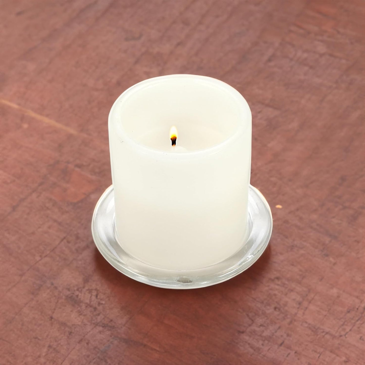 WGV Tea Light Votive Candle Holder Plate 4" W, Clear Flat Plate Glass, Small Home Accent Decor, 24 Pc