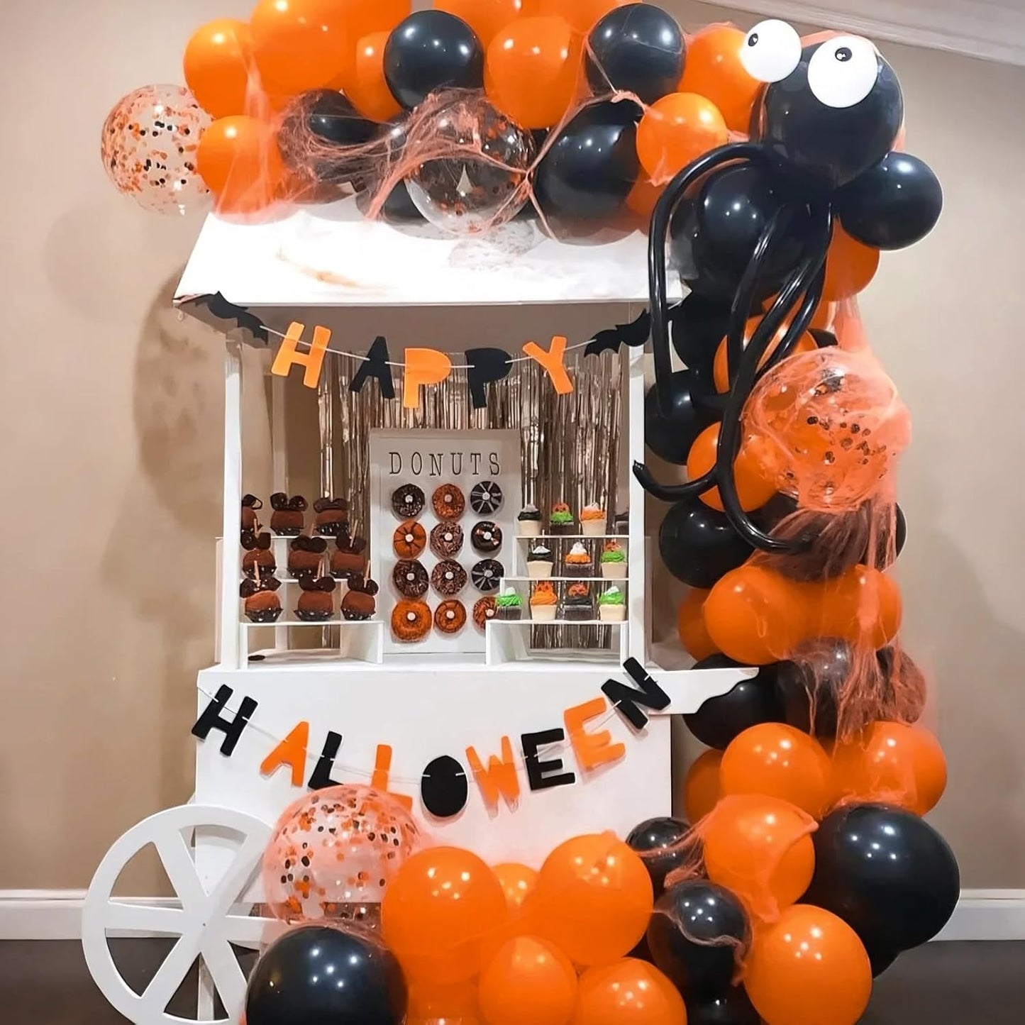 Halloween Black and Orange Balloons Set, 60Pcs 12 Inch Orange Black Confetti Latex Balloon for Halloween Baby Shower Spooky Birthday Party Bar Anniversary Graduation Decorations