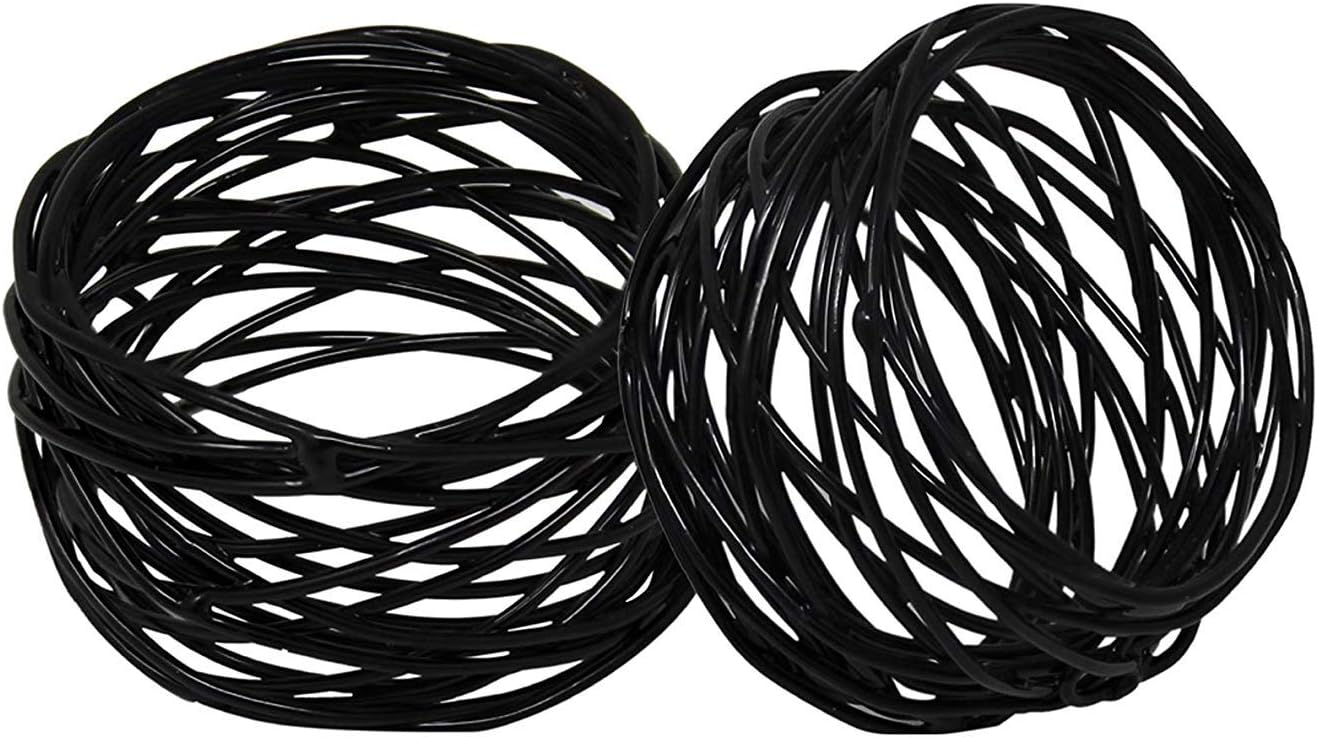 Handmade Round Mesh Black Napkin Rings Holder for Dinning Table Parties Everyday, Set of 12