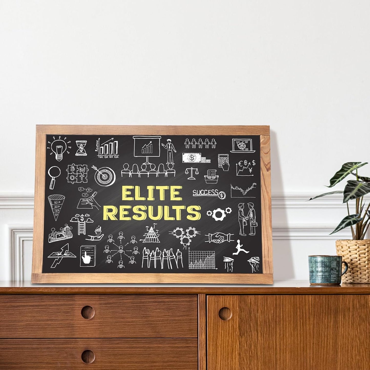 Magnetic Chalkboard for Wall Rustic Wood Framed Decorative Blackboard Sign for Kids Hanging Chalkboard for Home, Office, Restaurant 12" x 16"