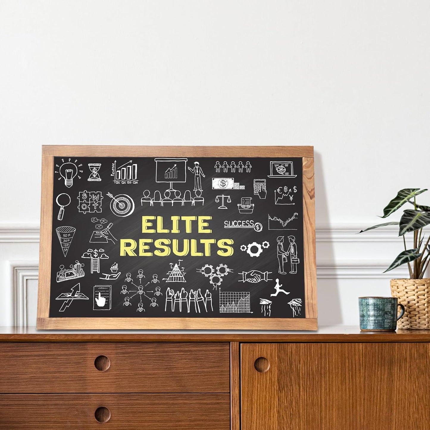 Magnetic Chalkboard Large Chalkboard for Wall Rustic Wood Framed Decorative Blackboard for Kids Hanging Blackboard for Home, Office, Restaurant 16" x 24"