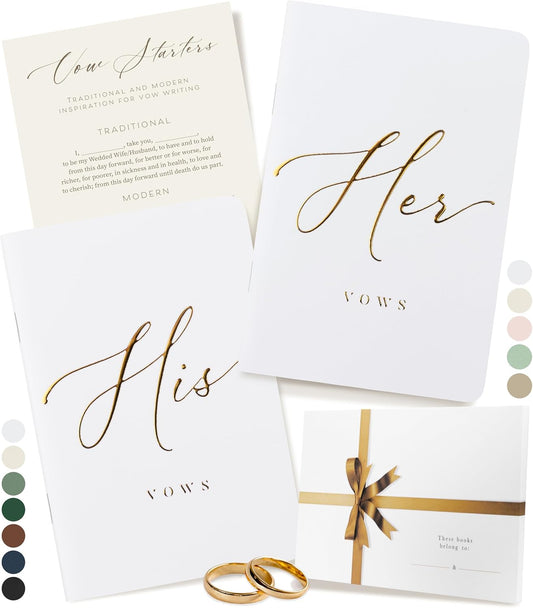 ARTESORI Premium Wedding Vow Book for Her & Him, Soft Touch, Gold Foil, 28 Lined Pages, Wedding Vow Books His and Hers, Wedding Essentials, Wedding Registry Ideas, His and Hers Gifts [White & White]