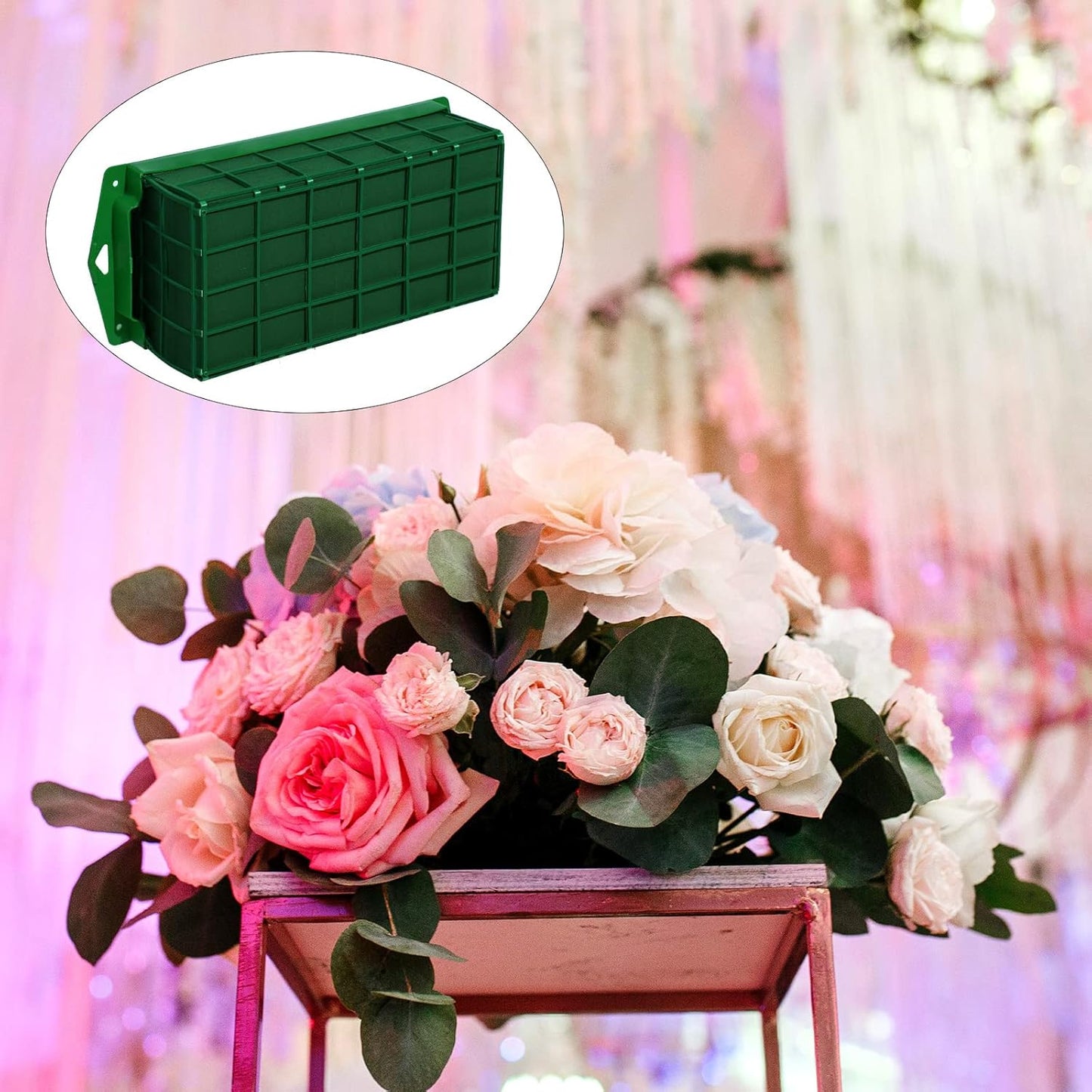 Boao 12 Pieces Floral Foam Cage Holder with Floral Foam for Fresh Flowers Cage Bowl for Table Centerpiece Flower Arrangement, Rectangle, 11.8 x 4.7 x 3.1 Inch