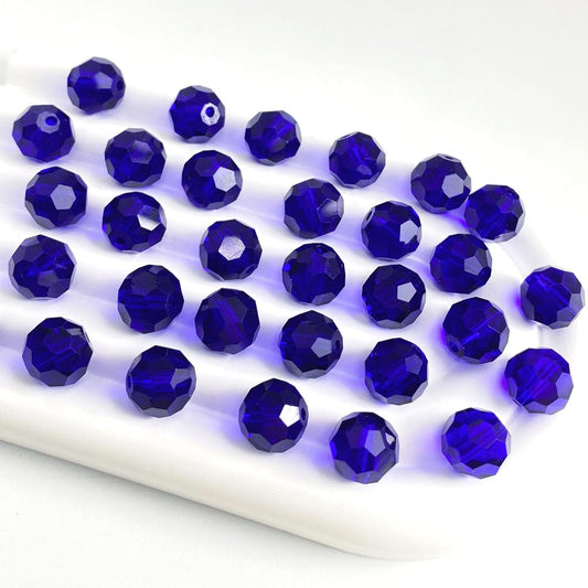 200 PCS 6mm Crystal Glass Beads Round Multiple Faceted Loose Spacer Glass Beads for DIY Handcrafte Bracelet Necklace Earring Jewelry Making(Sapphire)