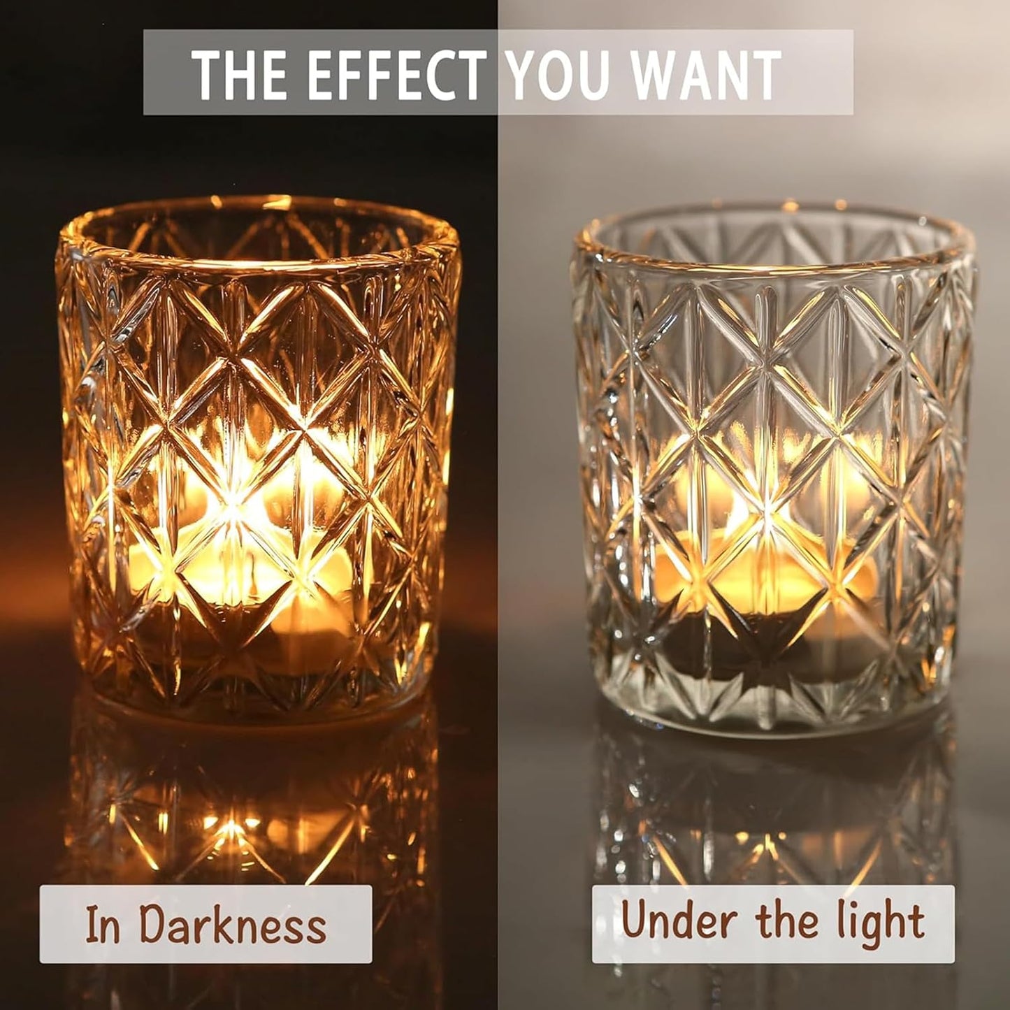 72pcs Clear Votive Candle Holders, Vintage Glass Candle Holder for Tealight/Votive Candle, Tealight Candle Holder for Table Centerpieces Home Bridal Birthday Christmas Wedding