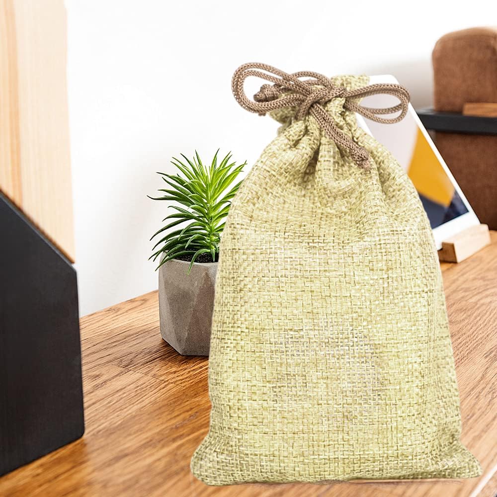 LYSXP 50PCS Burlap Bags with Drawstring，7x9 Inch Cream color Drawstring Gift Bag Jewelry Pouches for Wedding Party Favors, DIY Craft