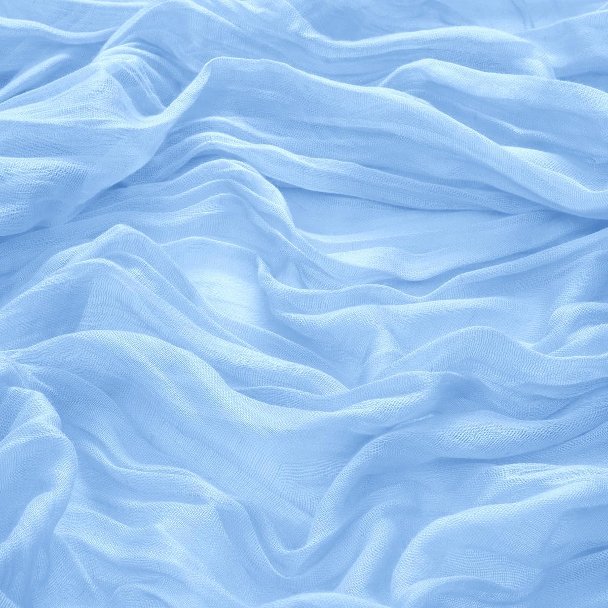 MLMW 3 Pack Light Blue Cheesecloth Table Runner Boho Gauze Rustic Cheese Cloth 160 inch Sheer Baby Blue Coastal Table Runner 13.3ft for Wedding Party Baby Bridal Shower Birthday